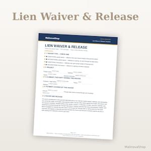 Editable Lien Waiver Template, Contractor Release Form (PDF, Word)