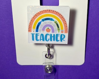 Teacher Badge Reel with Vinyl Decal