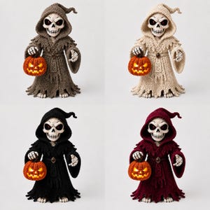 Halloween Grim Reaper Crochet Pattern PDF, Skeleton Pumpkin Amigurumi Tutorial, Spooky Crochet Doll image 15