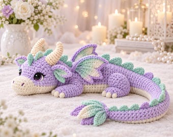 Dragon Crochet Pattern PDF, Amigurumi Dragon, Plush Dragon Pattern, Fantasy Crochet Toy, Beginner Tutorial