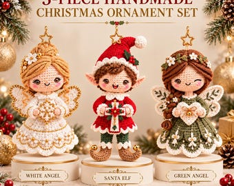 Crochet Angel Ornament Pattern PDF, Santa Elf Amigurumi, Christmas Tree Ornaments, Holiday Decor Pattern
