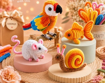Kids Craft Kit DIY Pipe Cleaner Animals, Chenille Stem Crafts, Printable PDF