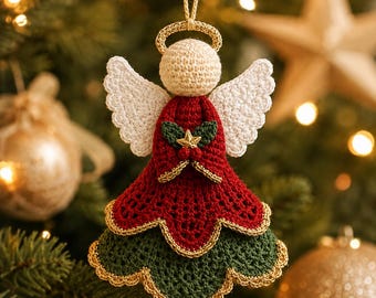 Crochet Angel Ornament Pattern, Christmas Amigurumi Angel, Holiday Tree Decor, Beginner PDF Instant Download