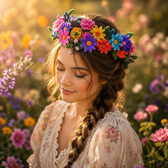 Pipe Cleaner Flower Crown, Handmade Chenille Headband, Boho