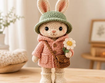 Crochet Bunny Amigurumi Pattern PDF, Woodland Animal Plush Tutorial (Digital Download)