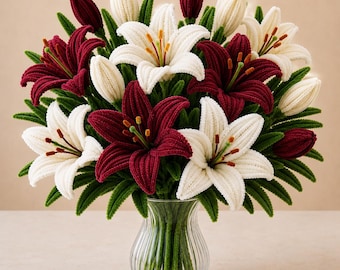 Pfeifenputzer Blumen DIY Anleitung PDF, Lilien Blumen Anleitung, Chenille Stengel Blumen Muster