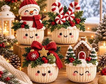 Crochet Christmas Pattern Bundle PDF, Christmas Tree, Poinsettia, Reindeer, Holiday Decor, DIY Gift, Amigurumi