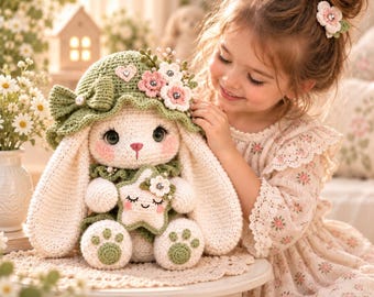 Giant Crochet Bunny Pattern PDF, 20 Inch Chenille Amigurumi Rabbit, Floppy Ear Plush Toy