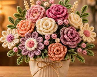 Pipe Cleaner Flowers DIY Bouquet Pattern, Handmade Floral Arrangement Tutorial, Printable Craft Guide PDF