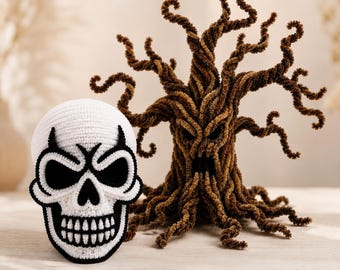 Pfeifenputzer Halloween Schädel & verwunschener Baum, Halloween Dekor, Chenille Stem Craft Pattern