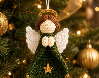 Crochet Angel Pattern PDF, Christmas Ornament, Amigurumi Patterns, Crocheting Christmas Ornaments, Beginner Instant Download