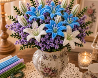 Pipe Cleaner Lily Bouquet Handmade Flowers DIY Tutorial Gift for Mom Wedding Home Decor