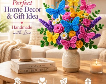 Pipe Cleaner Flower Bouquet Tutorial PDF, DIY Chenille Stem Butterfly Bouquet, Instant Download