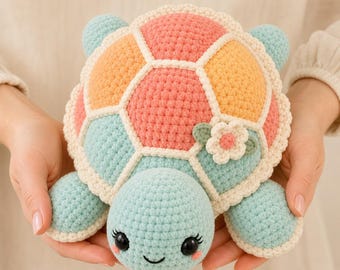 Crochet Turtle Amigurumi Pattern PDF, Stuffed Baby Animal Plushie, Easy Beginner Friendly Crochet Download