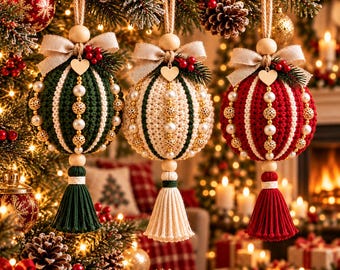 Crochet Christmas Ornament Pattern PDF, Handmade Bauble Tutorial, Holiday Decor, Beginner Crochet Gift Pattern