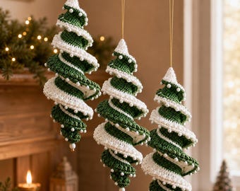 Crochet Christmas Tree Pattern PDF, Wind Spinner Crochet, Spiral Hanging Ornament, Holiday Decor Tutorial