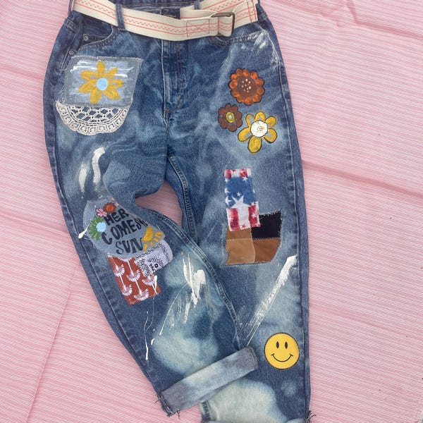 Black men's painted jeans