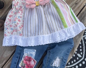 Infants Patchwork Denim Set | Unique Children's Clothing | Distressed Denim