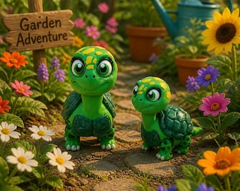 Tortuga articulada impresa en 3D / Juguete con caparazón articulado, compañero de escritorio para imprimir en una sola página.
