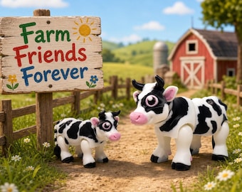 Vaca articulada impresa en 3D / Juguete antiestrés con forma de animal de granja, ideal para escritorio.