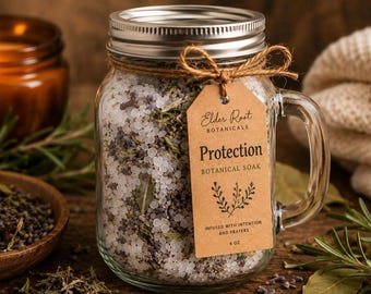 Kąpiel botaniczna Protection | Rytualna kąpiel ziołowa | Sól do kąpieli z rozmarynem | Mieszanka do kąpieli duchowych | Elder Root Botanicals 4 uncje
