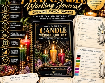Dagboek voor 7-daags kaarsgebruik | Tracker voor spirituele rituelen (PDF-download)