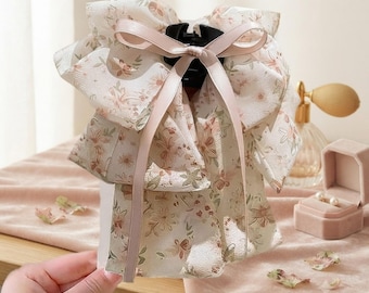 Pince à cheveux à nœud floral, pince à cheveux ruban pour queue de cheval, accessoire élégant pour cheveux fleuris, pince à cheveux style vintage, joli cadeau pour les cheveux, mode coréenne