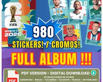 KOMPLETTES ALBUM | WM 2026 Sticker (PDF) | WM-Sticker 2026 | WM-Sammelkarten | 48 internationale Teams, 980 druckbare Sticker