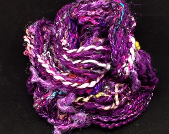 Handspun Bulky Art Yarn- Intrepid Amaranthine