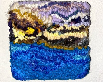 Rug Hooked Wool Painting- Wall Hanging- "Shoreline”