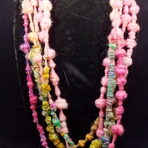 Handspun Fiber Art Necklace- Hibiscus Vines