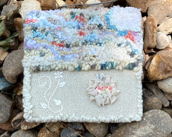 Rughooked Wool Painting and Wall Hanging- Ivory Garden