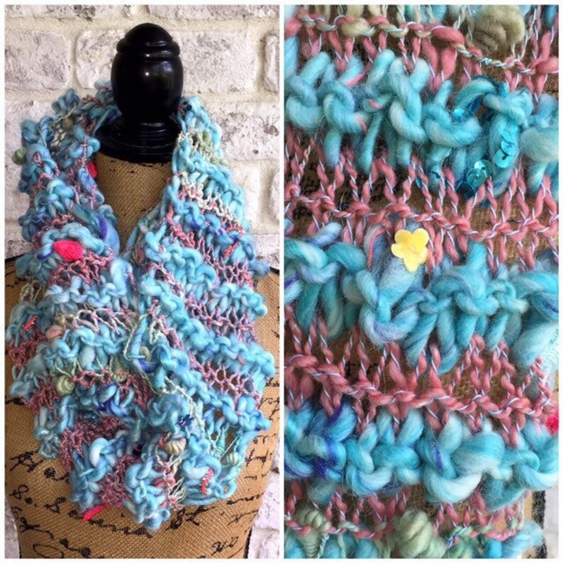 Ash Patina Handspun FeistyFenn Fibers Coiled Explosions Art Yarn