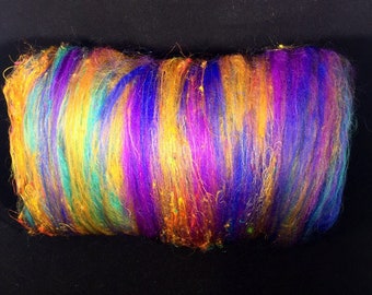 Smooth Art Batt for Spinning and Felting- Wildflower Waltz