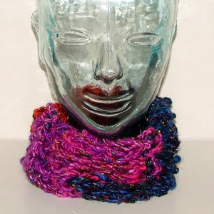 Handknit and Handspun Art Yarn Cowl- The Witching Hour