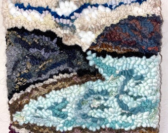 Rug Hooked Wool Painting- Wall Hanging- "Drift Glass Cove”