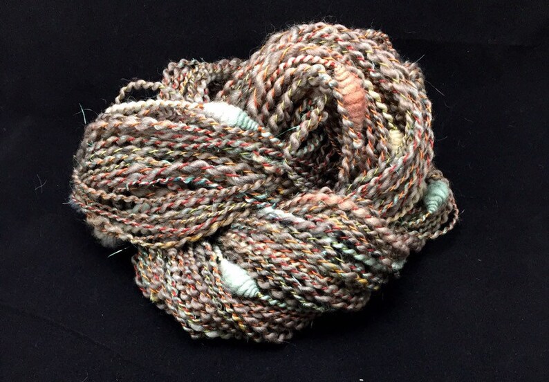 Ash Patina Handspun FeistyFenn Fibers Coiled Explosions Art Yarn