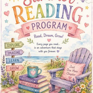Summer Reading Program Notebook: Reading Logs, Challenges, Memory Pages (Printable)
