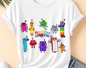 Counting Blocks Kids Shirt, Cute Math Learning T-Shirt, Colorful Number-Blocks Tee for Boys Girls, Back to School Birthday Gift