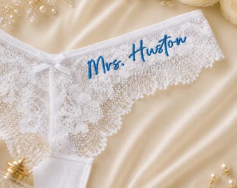 Bestickte Spitze Braut Tanga, Frau Braut Spitzen Tanga, Braut Unterwäsche, Geschenk für Braut, zukünftige Frau Geschenk, Braut Unterwäsche, Hochzeitsgeschenk