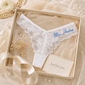 Personalized Lace Bridal Thong, Custom Mrs. Bride Underwear, Wedding Lingerie Keepsake product logo