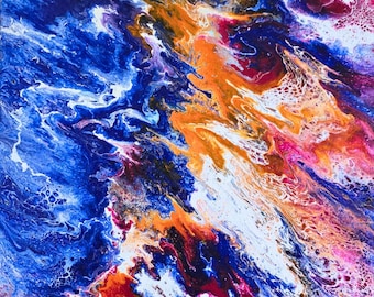 Oceanic Flare - Original acrylic pour painting | 18 x 24 inches Canvas | Abstract