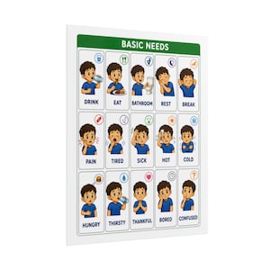 Autism Support Basic Needs Communication Chart, Visual Aid Poster image 9
