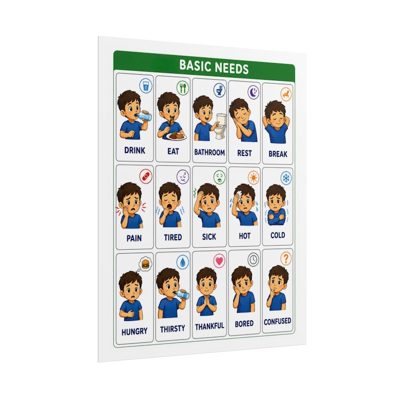 Autism Support Basic Needs Communication Chart, Visual Aid Poster image 9