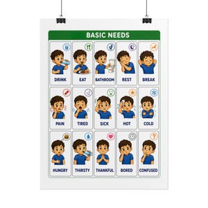 Autism Support Basic Needs Communication Chart, Visual Aid Poster image 4