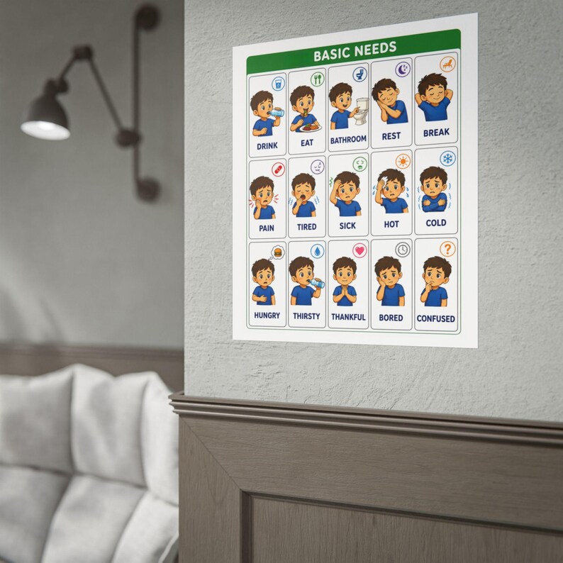 Autism Support Basic Needs Communication Chart, Visual Aid Poster image 8