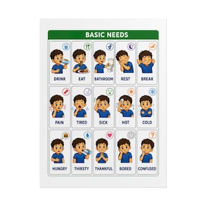 Autism Support Basic Needs Communication Chart, Visual Aid Poster image 6