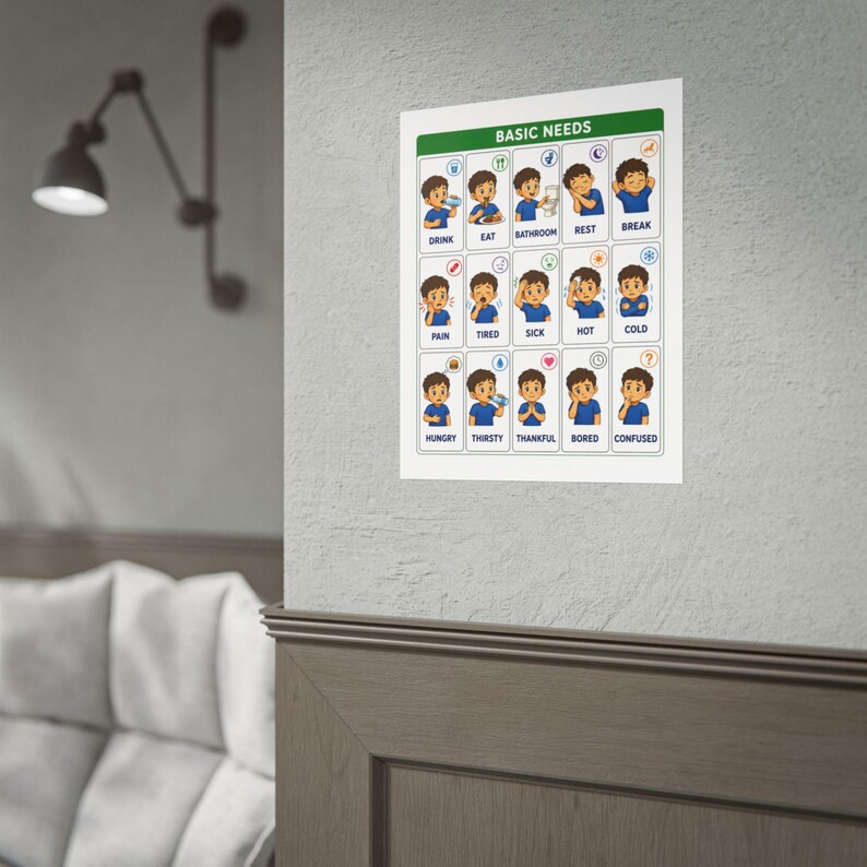 Autism Support Basic Needs Communication Chart, Visual Aid Poster image 5