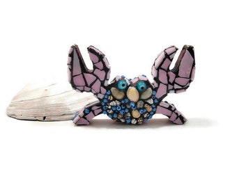 Crab Figurine Whimsical Beach Theme Art Ocean Animal Aquatic Sea Creature, Home Or Office Decor Beach House Decor Birthday Retirement Gift