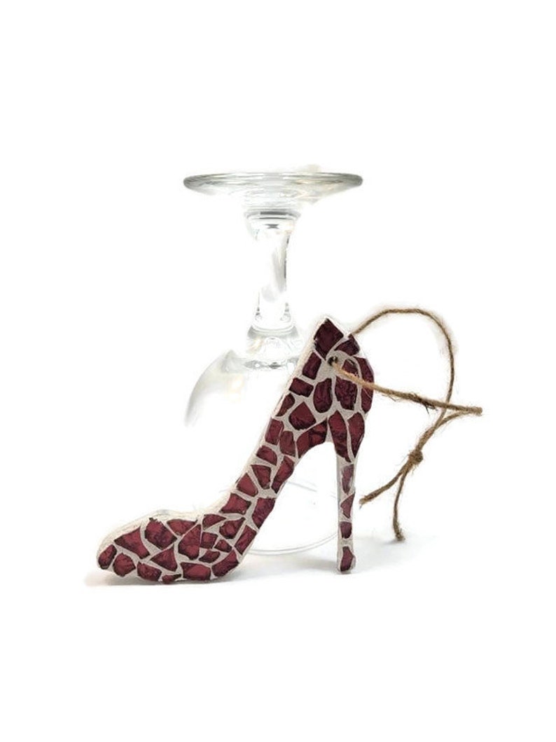 Mosaic Christmas Tree Ornament High Heel Shoe Ornament Red Etsy